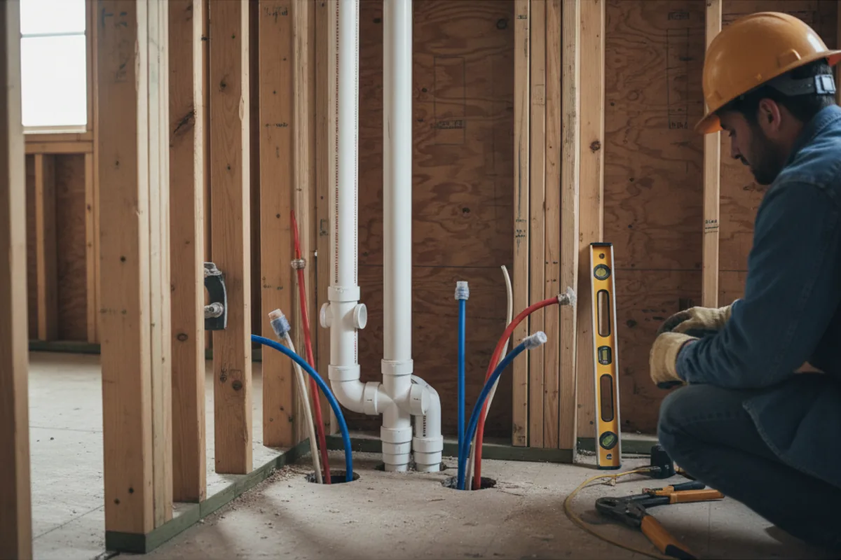 Drain and supply rough-in during Drain Cleaning in Latham